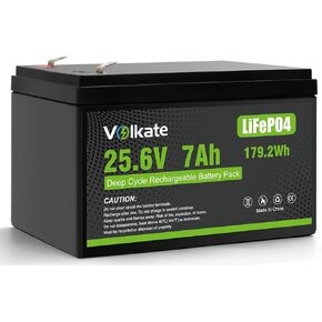 24V 7Ah Lithium LiFePO4 Battery with Upgraded 30A BMS, 24 Volt 25.6V 179.2Wh 2000+ Deep Cycle Rechargeable Lithium Iron Phosphate Battery for Ride On Toys, Power Wheels, Replaces LF8011 (F2 Terminals) in Kuwait