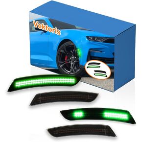 Smoked Lens LED Side Marker Lights 4PCS KIT for Chevy Camaro 2016-2023 6th Gen Camaro-Replace Part # 23169181/23169182,Sequential Front & Rear Bumper Side Marker Lamps Assembly (Pink Light) in Kuwait