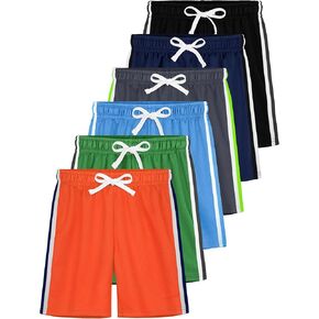 مجموعة من 6 شورتات رياضية شبكية للأولاد، شورتات كرة سلة للشباب، ملابس رياضية نشطة سريعة الجفاف مع شريط in Kuwait