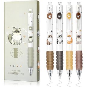 Ponhey 4 Pcs Cute Retractable Pens Cat Gel Pens Cartoon Pen 0.5mm Black Ink Writing Pen Aesthetics Pens Kawaii Pen for Girls Women Boy Office School Pens (Cute Cat) in Saudi Arabia