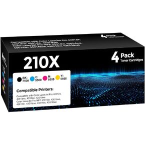 W.L.M 210X Toner Cartridge 4Pack Compatible with HP 210X 210A Toner Cartridge with 210X Toner Color Laser Jet Pro MFP 4301fdw 4201dw 4201dn 4301fdn 4301fdw 4301dw Printer (Black/Cyan/Magenta/Yellow) in Kuwait