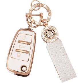 for Honda Key Fob Cover 5 Buttons Soft TPU Smart Car Key Case for 2026 2025 2024 2023 2022 Honda 5 Buttons Civic Accord Pilot CR-V HR-V Key Protector with Bling Leather Keychain (C-BP-Hod-5R) in Saudi Arabia