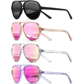 KUGUAOK Polarized Aviator Sunglasses for Women Sporty Style Running Sun Glasses Tangle Free Frame Vintage Trendy Shades in Kuwait