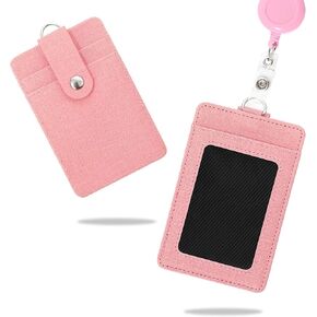 حامل شارة الهوية Conisy مع حبل قابل للسحب، حامل بطاقة الهوية من جلد البولي يوريثان عمودي مع فتحتين للبطاقات للنساء والرجال (حامل شارة الهوية أسود) in Kuwait