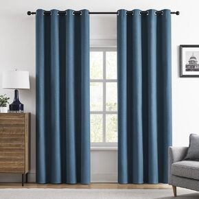 Denim Blue Blackout Curtains 84 Inch Length for Bedroom, Soft Linen Textured Light Blocking Thermal Insulated Lightweight Casual Grommet Top Drapes for Boys Dorm Living Room,52x84 Inch,2 Panels in Saudi Arabia
