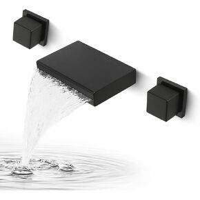 صنبور شلال مثبت على الحائط، صنبور سفينة للحمام بمقبضين، صنبور حمام واسع الانتشار، صنبور مياه للمزرعة، أسود غير لامع in Kuwait