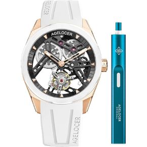 AGELOCER Men's Watch-Flying Tourbillon Mechanical with 360° Rotating Escapement, 80H Power Reserve, Sapphire Glass, Skeleton Dial, Rubber Strap,Watches for Man,Dress Luxury Gift for Men in Kuwait