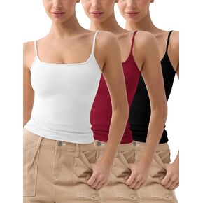 FAIABLE Women’s Tank Tops 3 Pack, Adjustable Spaghetti Strap Camisole Tops, Slim Fit Layering Cami in Kuwait