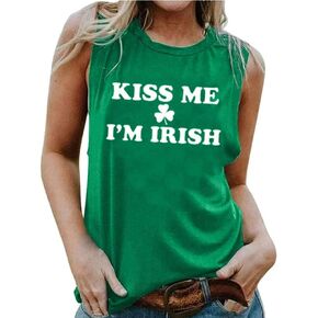 St. Patrick's Day Tank Tops Women Irish Heart Shamrock Graphic Shirts Casual Lucky Clover Sleeveless Shirt Tops in Saudi Arabia