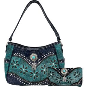Zelris Floral Western Concho Feather Conceal Carry Women Tote Purse Handbag Set in Kuwait