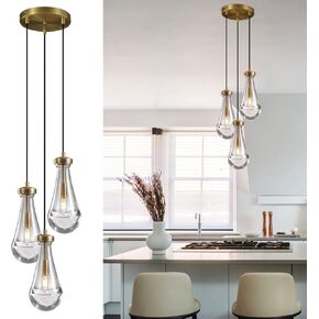 Modern Gold Chandelier, 34" Round Brass Chandelier with 7 Light Hemisphere Glass Shades, High Ceiling Luxury Hanging Light Fixture for Dining Room, Foyer & Living Room, Bedroom in Kuwait