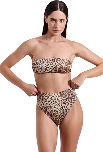 Gottex Luma Bandeau Bikini Top- Shimmer Animal Print, Adjustable Removable Straps & Back Tie, Bottoms Sold Separately in Saudi Arabia