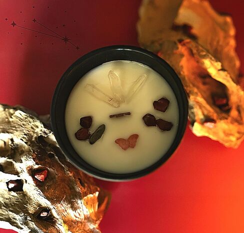 Aries Zodiac Candle, Natural Soy, Wooden Wick, Crystal Infused, 10oz in Saudi Arabia