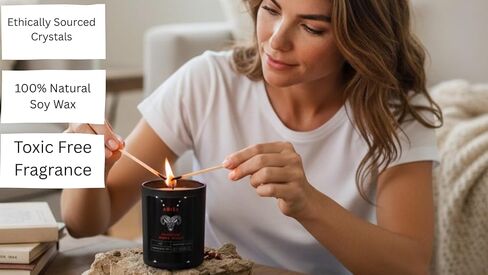 Aries Zodiac Candle, Natural Soy, Wooden Wick, Crystal Infused, 10oz in Saudi Arabia
