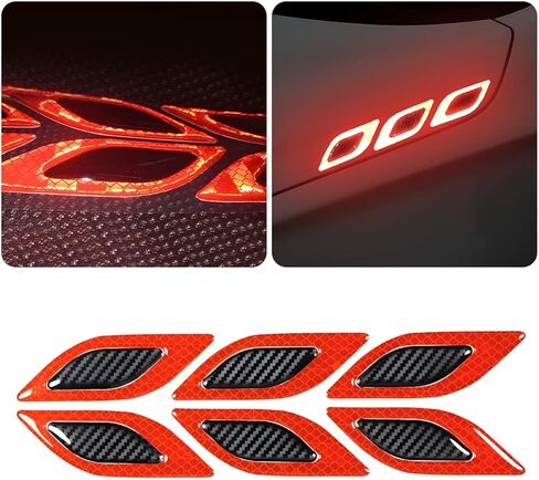 3D Strong Reflective Stripe Sticker for Car Fender Hood Bumper, 6PCS Safety Night Visibility Warning Protection Decal, Carbon Fiber Anti-Scratch Stickers Universal for Vehicle Truck SUV in Saudi Arabia