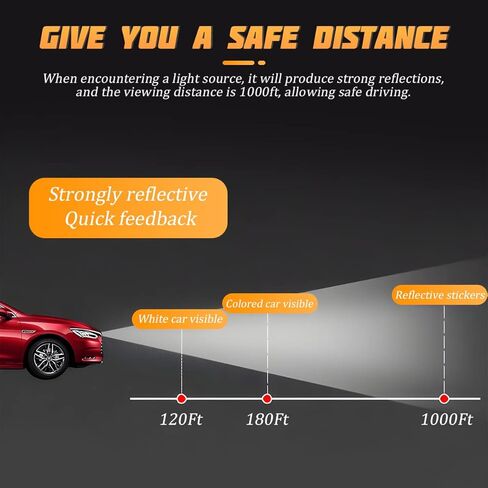 3D Strong Reflective Stripe Sticker for Car Fender Hood Bumper, 6PCS Safety Night Visibility Warning Protection Decal, Carbon Fiber Anti-Scratch Stickers Universal for Vehicle Truck SUV in Saudi Arabia