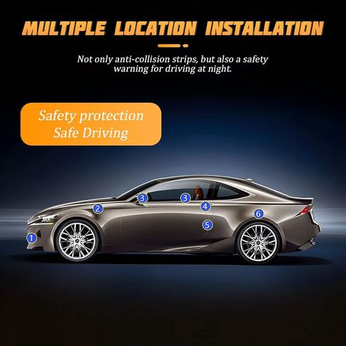 3D Strong Reflective Stripe Sticker for Car Fender Hood Bumper, 6PCS Safety Night Visibility Warning Protection Decal, Carbon Fiber Anti-Scratch Stickers Universal for Vehicle Truck SUV in Saudi Arabia
