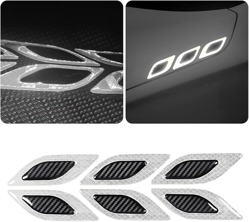 3D Strong Reflective Stripe Sticker for Car Fender Hood Bumper, 6PCS Safety Night Visibility Warning Protection Decal, Carbon Fiber Anti-Scratch Stickers Universal for Vehicle Truck SUV in Saudi Arabia