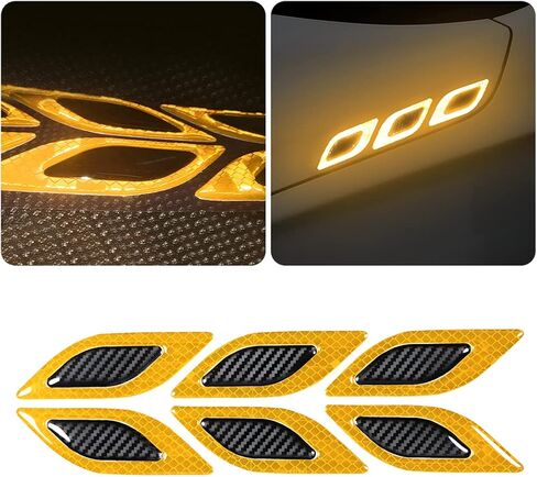 3D Strong Reflective Stripe Sticker for Car Fender Hood Bumper, 6PCS Safety Night Visibility Warning Protection Decal, Carbon Fiber Anti-Scratch Stickers Universal for Vehicle Truck SUV in Saudi Arabia