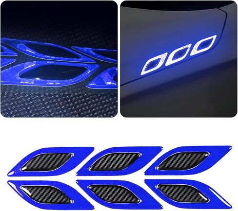 3D Strong Reflective Stripe Sticker for Car Fender Hood Bumper, 6PCS Safety Night Visibility Warning Protection Decal, Carbon Fiber Anti-Scratch Stickers Universal for Vehicle Truck SUV in Saudi Arabia