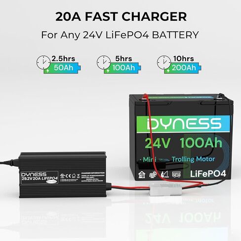 شاحن بطارية LiFePO4 24 فولت 20 أمبير، شاحن ذكي 29.2 فولت مع موصل أندرسون ومؤشر LED - تنشيط 0 فولت وحماية متعددة للمركبات الترفيهية والقوارب والأنظمة الشمسية خارج الشبكة in Kuwait