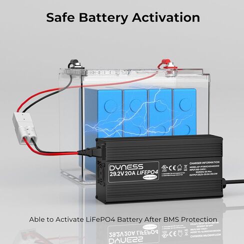شاحن بطارية LiFePO4 24 فولت 20 أمبير، شاحن ذكي 29.2 فولت مع موصل أندرسون ومؤشر LED - تنشيط 0 فولت وحماية متعددة للمركبات الترفيهية والقوارب والأنظمة الشمسية خارج الشبكة in Kuwait