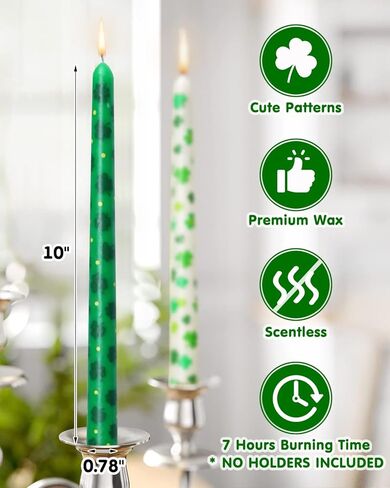 6Pcs Christmas Holly Taper Candles 10 Inch Tall Unscented Christmas Candlesticks Winter Holiday Dinner Table Decorations Seasonal Decor for Home (No Holder) in Kuwait