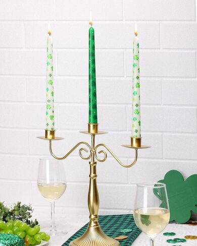 6Pcs Christmas Holly Taper Candles 10 Inch Tall Unscented Christmas Candlesticks Winter Holiday Dinner Table Decorations Seasonal Decor for Home (No Holder) in Kuwait