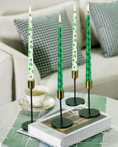 6Pcs Christmas Holly Taper Candles 10 Inch Tall Unscented Christmas Candlesticks Winter Holiday Dinner Table Decorations Seasonal Decor for Home (No Holder) in Kuwait