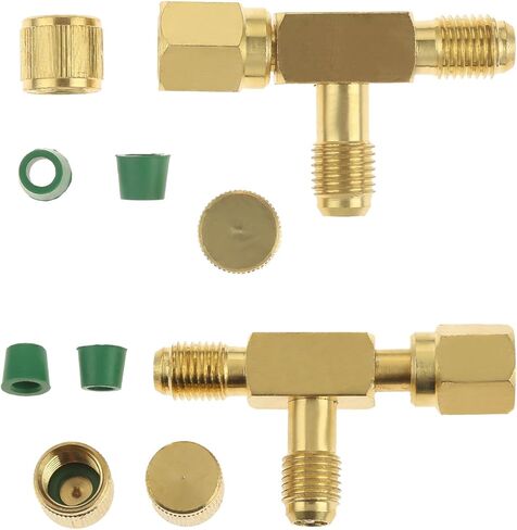 2PCS Quick Coupler Access Tee, 1/4'' Valves Core Tee Adapter with Swivel Connector, Fits for Gauge Deep Vacuum Pump Manifold in Saudi Arabia