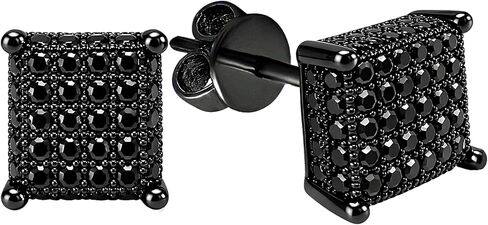 Dazzlingrock Collection 0.48 Carat (ctw) Round Black Diamond Ice Cube Mens Hip Hop Iced Stud Earrings 1/2 CT, Sterling Silver in Kuwait