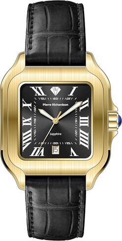 ساعة بيير ريتشاردسون PR8711 للرجال - كوارتز يابانية من الفولاذ المقاوم للصدأ باللون الفضي، مقاومة للماء حتى 10ATM، زجاج كريستال الياقوت المقاوم للخدش، ساعة رسمية أنيقة للرجال، Reloj para Hombres in Kuwait