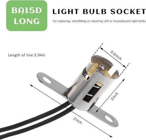 Sun Walker قطعتان من مقبس لمبة إضاءة السيارة، محول مقبس إضاءة LED BA15D مع موصلين سلكيين، حامل مصباح فرامل سلكي مسبقًا، قابس محول إشارة الانعطاف للسيارات والشاحنات وسيارات الدفع الرباعي in Kuwait