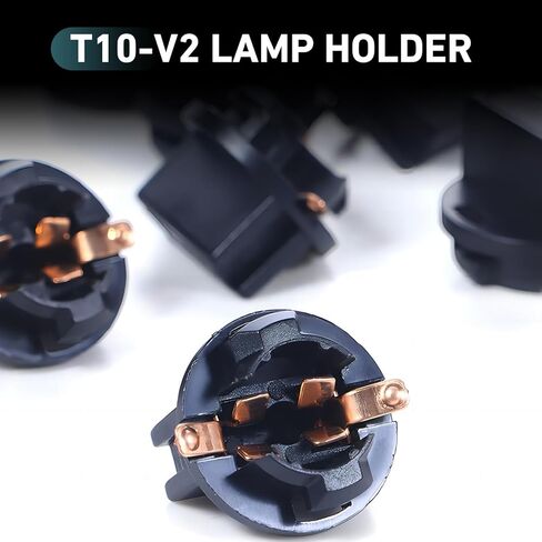 10 قطع 194 مقبس لمبة، قاعدة مصابيح إضاءة داش، مقبس قفل ملتوي لمصباح T10، حامل مقبس قاعدة إضاءة لوحة أجهزة إسفين، ملحقات استبدال تلقائي عالمية (أسود) in Kuwait