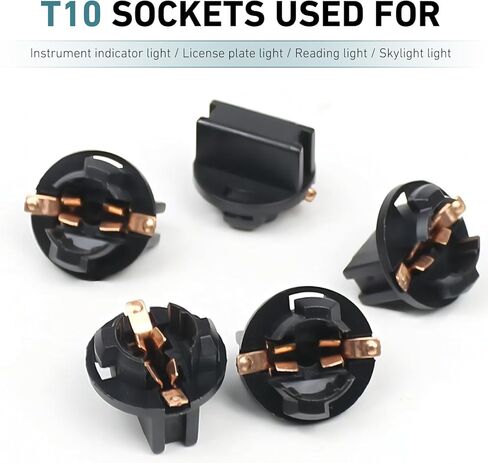 10 قطع 194 مقبس لمبة، قاعدة مصابيح إضاءة داش، مقبس قفل ملتوي لمصباح T10، حامل مقبس قاعدة إضاءة لوحة أجهزة إسفين، ملحقات استبدال تلقائي عالمية (أسود) in Kuwait