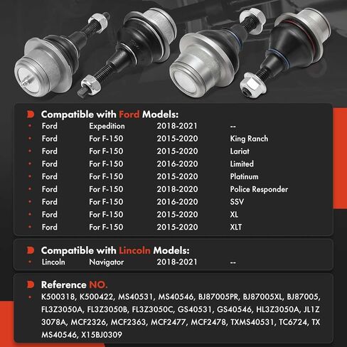 A-Premium Set of 4, Front Upper Lower Ball Joints, Compatible with Ford F-150 F150 2015-2020, Expedition 2018-2021 & Lincoln Navigator 2018-2021 in Saudi Arabia