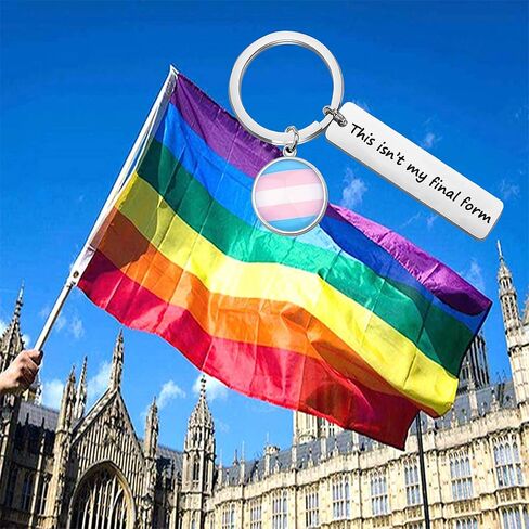 BAUNA LGBTQ Transgender Pride Key Chain Trans Flag Gift This Isn’t My Final Form Gay Pride Jewelry Gift in Saudi Arabia