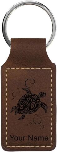 LaserGram Rectangle Keychain, Hawaiian Sea Turtle, Personalized Engraving Included (Bamboo) in Saudi Arabia