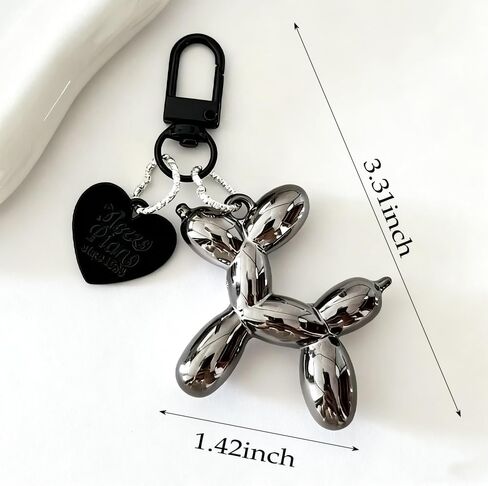 2 PCS Balloon Dog Keychain for Women Key Chains Keychain Bag Accessories Couple DIY Pendant, Black & Silver, Couples Gifts for Friends in Saudi Arabia