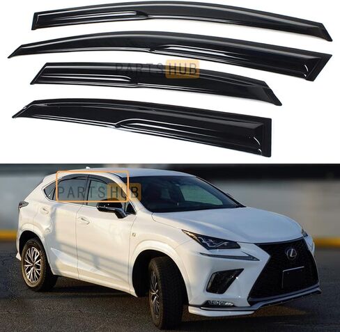 يناسب 2015-2021 Lexus NX200t NX300h JDM Wavy Mugen Style واقيات نافذة منحرفة لحماية المطر، أسود in Kuwait