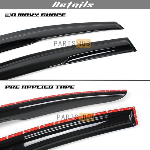 يناسب 2015-2021 Lexus NX200t NX300h JDM Wavy Mugen Style واقيات نافذة منحرفة لحماية المطر، أسود in Kuwait
