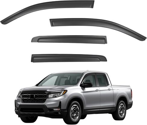 أقنعة النوافذ واقيات المطر تناسب 2017-2026 Honda Ridgeline، ملحقات مظلات الرياح للنافذة الجانبية خارج القناة، دخان داكن 4 قطع، 2018 2019 2020 2021 2022 2023 2024 2025 in Kuwait