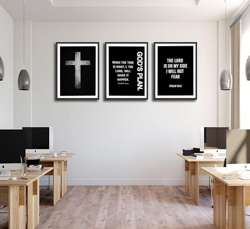 3Pcs Jesus Cross Canvas Wall Art Black and White Scripture Poster Christian Inspirational Painting Picture Catholic Religious Bible Wall Decor for Church Prayer Room Office Living Room, Unframed in Saudi Arabia
