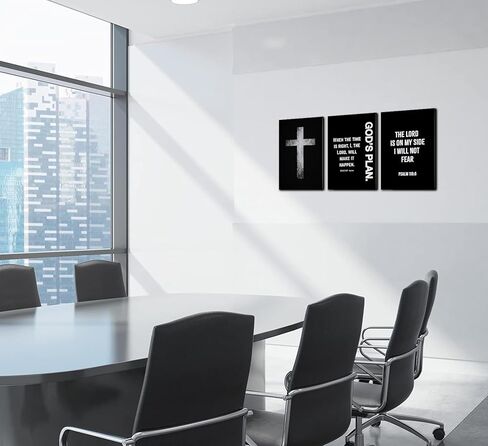 3Pcs Jesus Cross Canvas Wall Art Black and White Scripture Poster Christian Inspirational Painting Picture Catholic Religious Bible Wall Decor for Church Prayer Room Office Living Room, Unframed in Saudi Arabia
