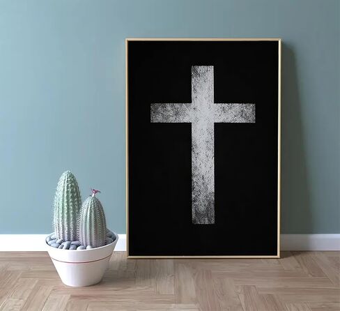 3Pcs Jesus Cross Canvas Wall Art Black and White Scripture Poster Christian Inspirational Painting Picture Catholic Religious Bible Wall Decor for Church Prayer Room Office Living Room, Unframed in Saudi Arabia