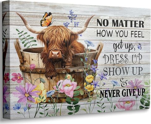 Funny Highland Cow Bathroom Wall Art Rustic Countryside Brown Cute Animal Painting Picture Wall Decor Highland Cattle Reading Newspaper on Toilet Poster Print Artwork for Bathroom Home Decoration in Saudi Arabia