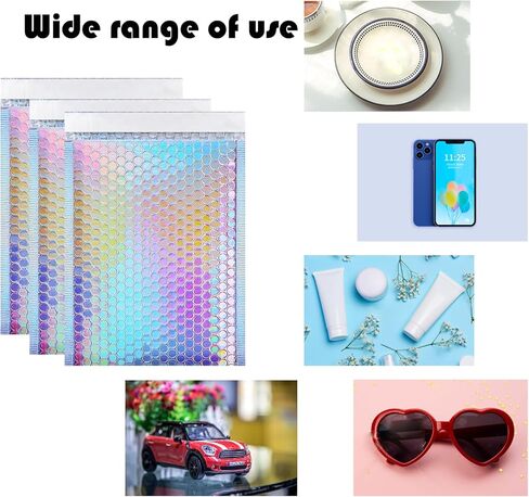 25 Pcs Holographic Bubble Mailers 8.5x12 Inch Poly Padded Envelopes Metallic Waterproof Shipping Bags in Kuwait