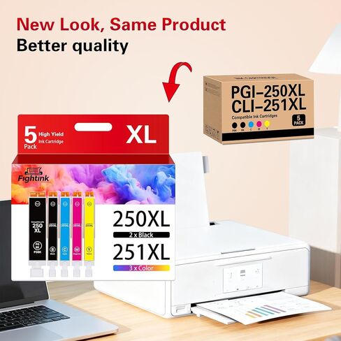 Pixma Ii6820 PGI-250XL CLI-251XL متوافق مع خراطيش حبر Canon 250 و251 250XL 251XL مناسبة لـ MX922 MX920 MG5520 MG7520 IP8720 MG6620 MG6320 MG7120 (PGBK، أسود، سماوي، أرجواني، أصفر) in Saudi Arabia