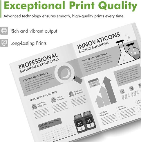 65 65XL Black Ink Cartridges Replacement for HP 65 XL Black Ink Cartridges Work for Envy 5055 DeskJet 3755 3700 3772 2600 3752 Envy 5000 5052 5070 Printer High Yield Black 2-Pack in Kuwait