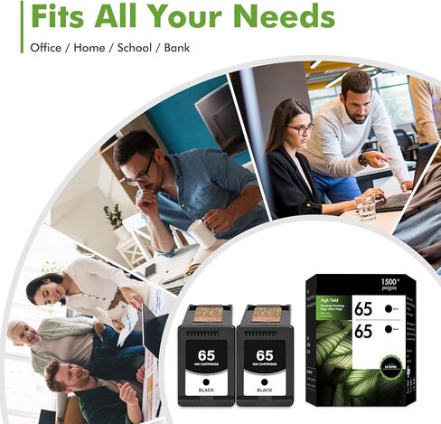 65 65XL Black Ink Cartridges Replacement for HP 65 XL Black Ink Cartridges Work for Envy 5055 DeskJet 3755 3700 3772 2600 3752 Envy 5000 5052 5070 Printer High Yield Black 2-Pack in Kuwait
